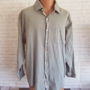 Born Men's XL Long Sleeve Button Up Pocket Green Cream Shirt Textured